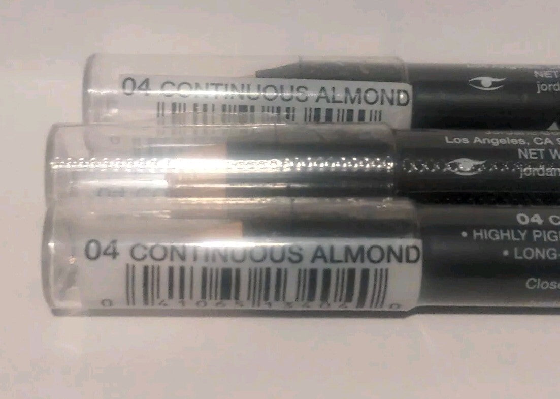 JORDANA 12Hr Long Lasting Eyeshadow Pencil #04 Continuous Almond - Set of 3