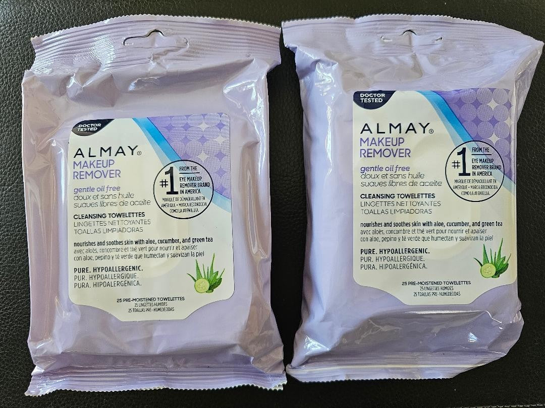 Almay Makeup Remover Wipes Gentle Oil-Free Two Pack - Sealed & New