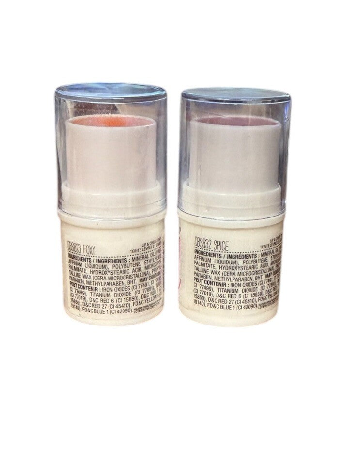 Lip & Cheek Tinted Stain Stick Duo - 2 Pack in Foxy & Spice Shades