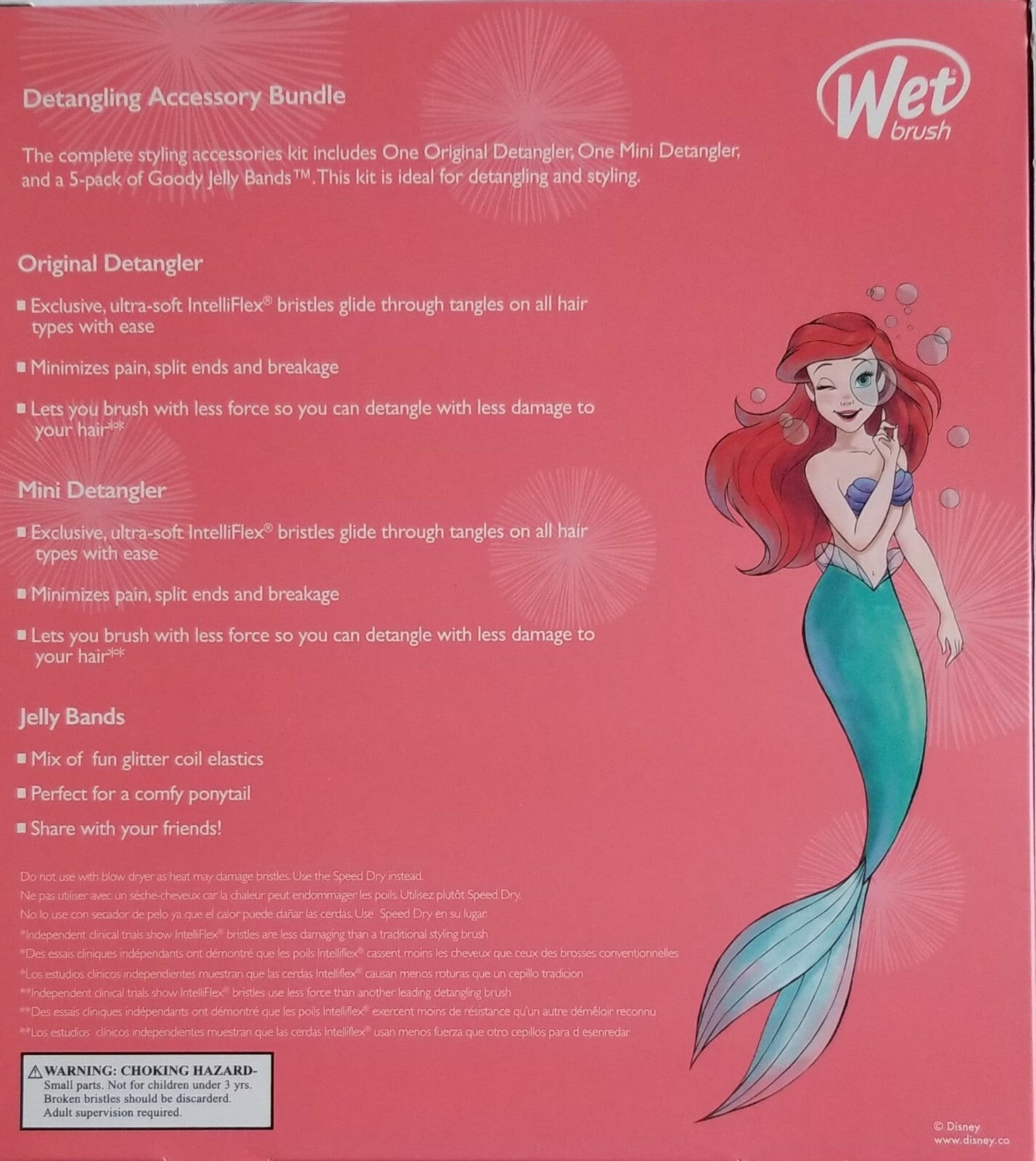 Disney Princess Character Wet Brush Set with Detanglers & Jelly Bands - All Variants