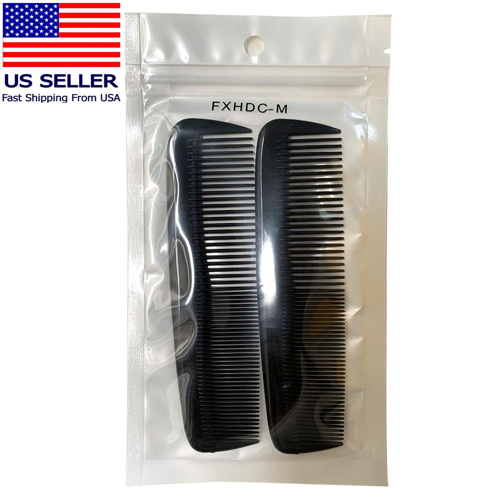 Pocket Plastic Hair Combs Set - Fine & Standard Teeth for Styling & Grooming