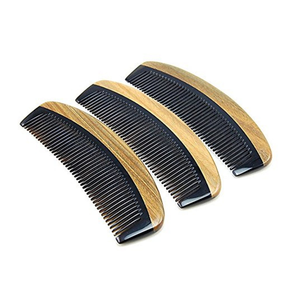 Natural Buffalo Horn & Sandalwood Beard & Hair Comb Set - Unisex