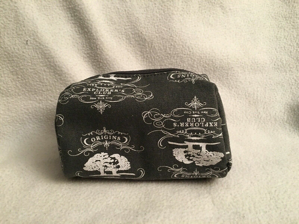 Origins Gray Canvas Makeup Bag with Zip Closure - Explorer's Club Case