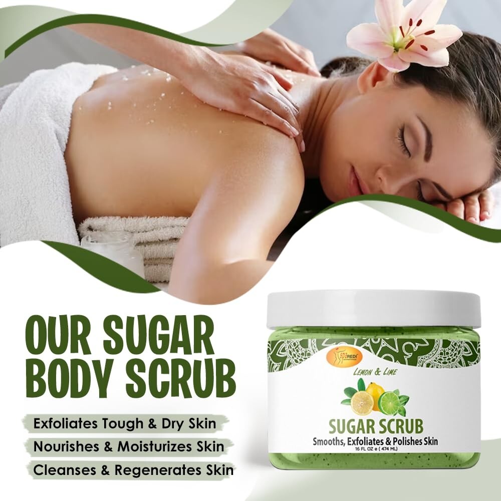 Sugar Body Scrub Exfoliant - Lemon & Lime 16 oz