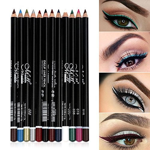 12-Color Waterproof Eyeliner Set - Long-Lasting, Smudge-Proof Makeup