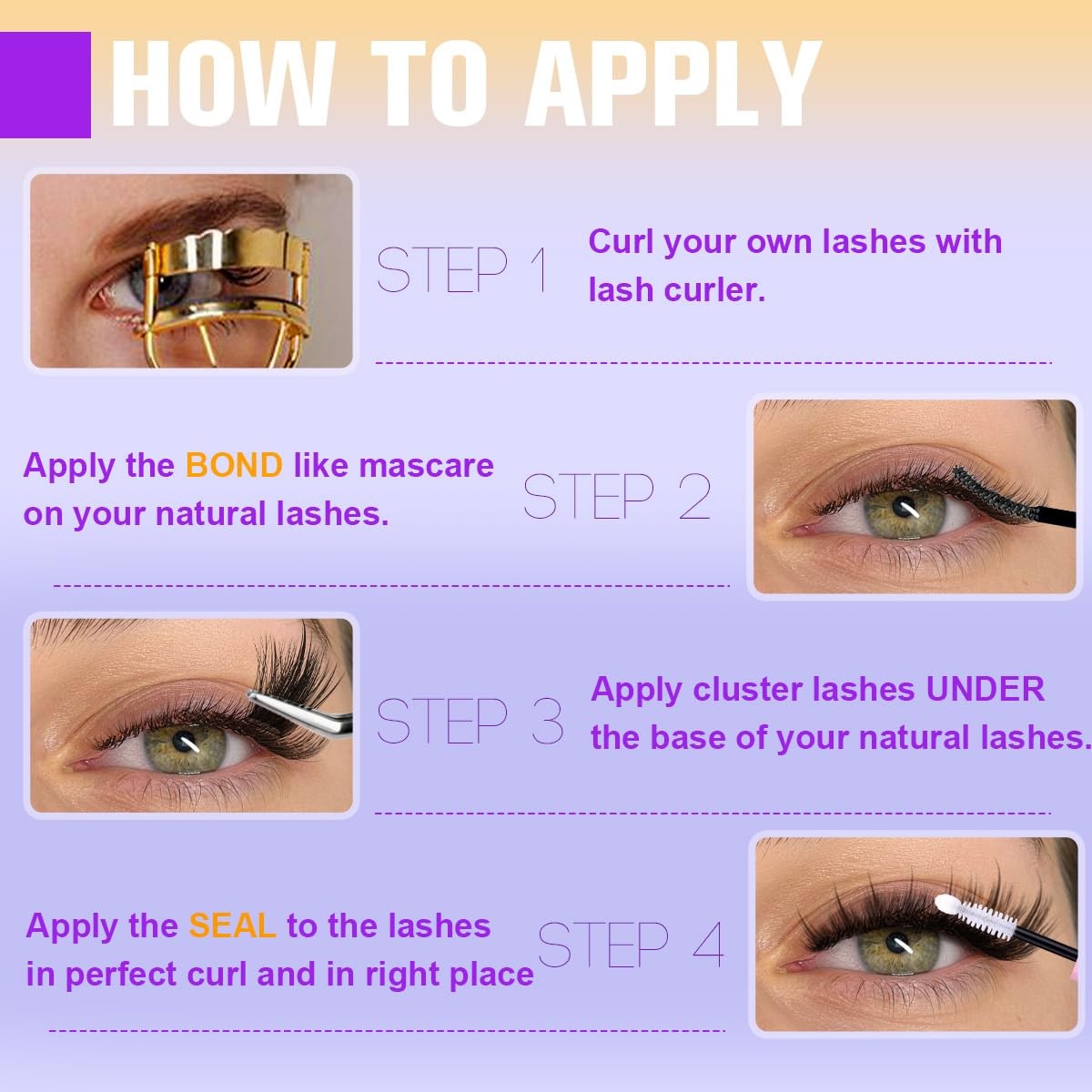 Spiky Lash Clusters with Fluffy Wispy Finish - Black False Eyelashes