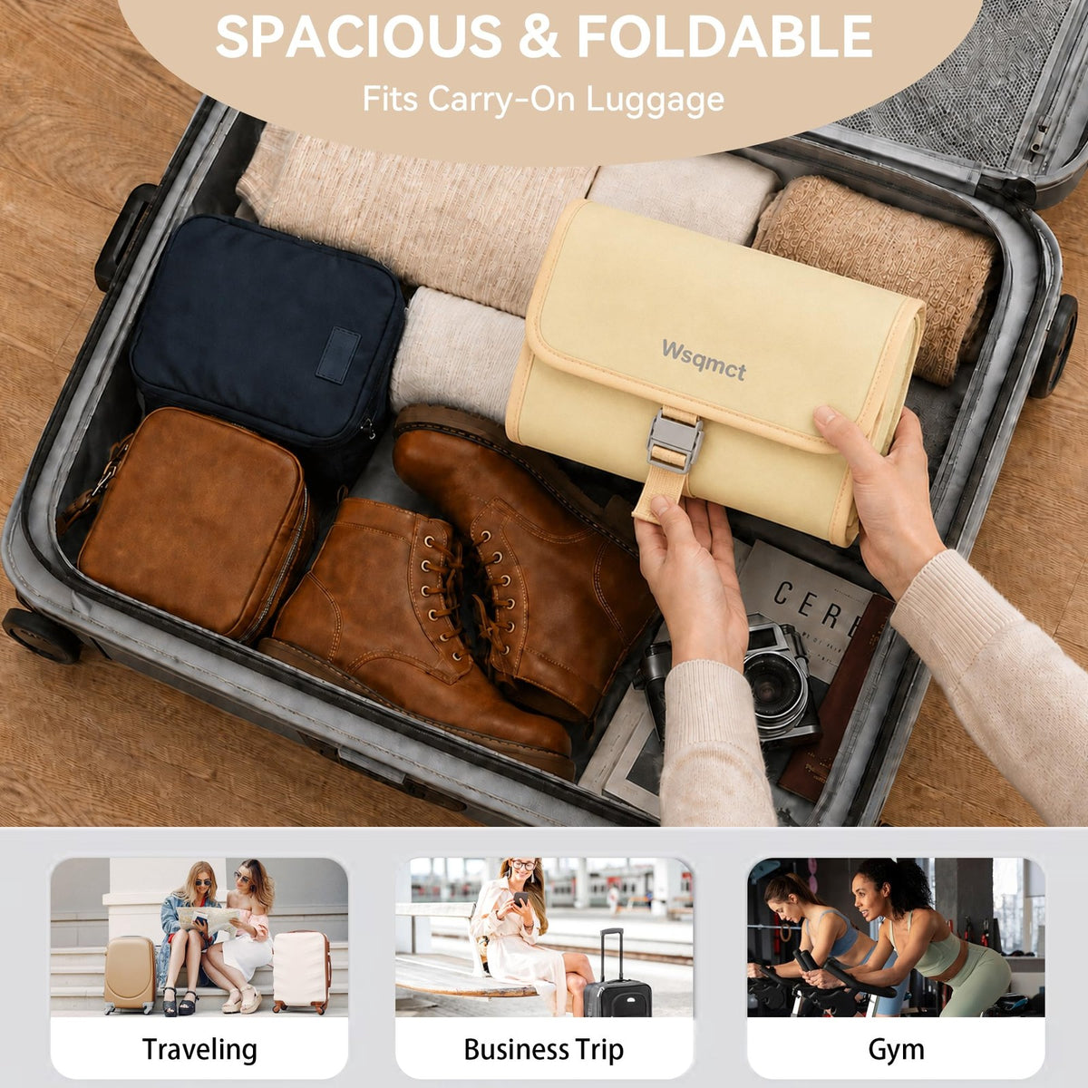 Travel Toiletry Bag Waterproof Hanging Cosmetic Organizer with 3 Bottles