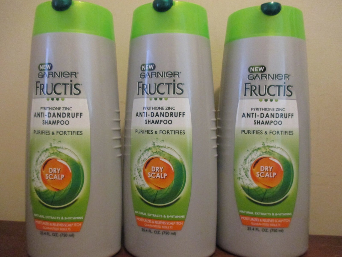 Garnier Fructis Anti-Dandruff Shampoo Zinc for Dry Scalp 25.4 oz - Pack of 3