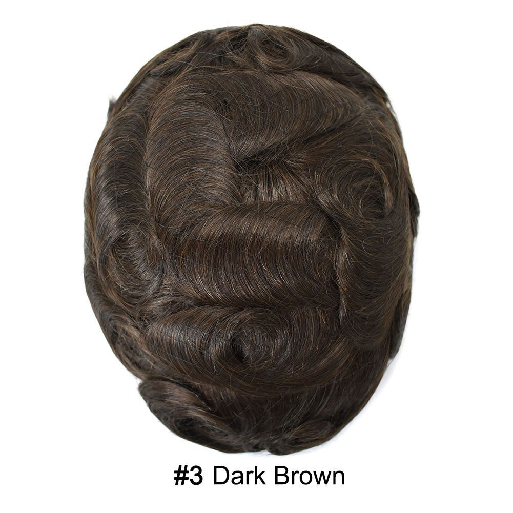 Men's Human Hair Toupee with Mono Lace Front & Customizable Sizes - Natural Look & Durable