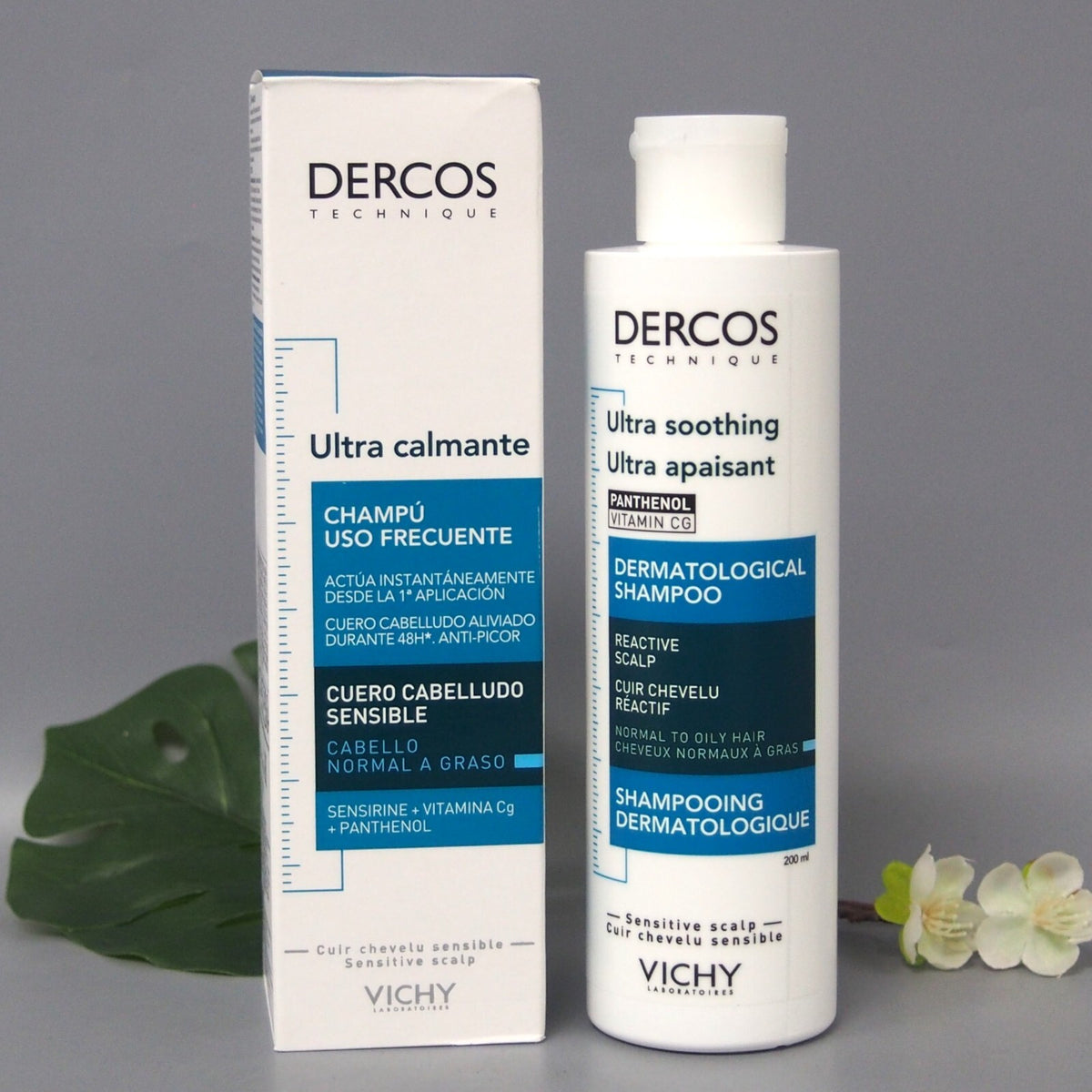 Vichy Dercos Ultra Soothing Sulfate-Free Shampoo for Sensitive Oily Hair 200ml 3 Pack