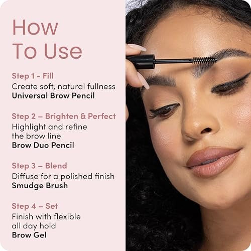 Eyebrow Makeup Kit - 4 Piece Brow Pencil, Highlighter, Gel & Brush Set