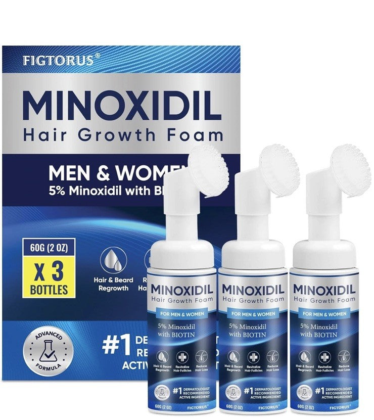 Minoxidil 5% Hair Growth Foam for Men & Women - 3x 2oz Bottles