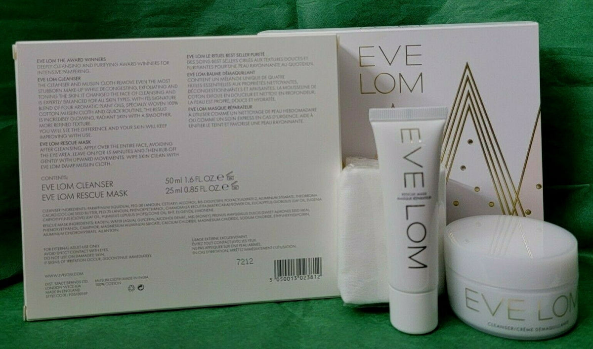 Eve Lom Skincare Set - Cleanser & Rescue Mask with Cotton Cloth
