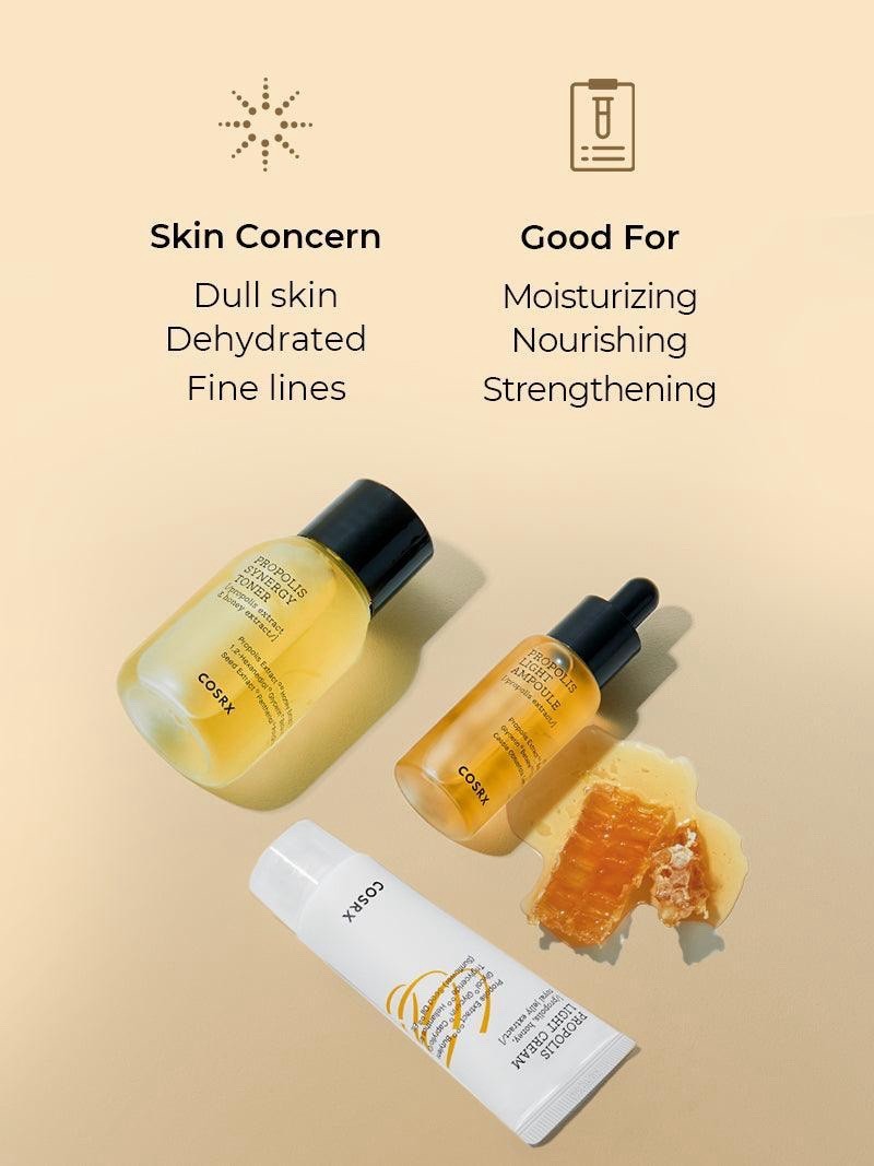 COSRX Honey Glow Skincare Kit - Propolis Toner, Ampoule, Moisturizer