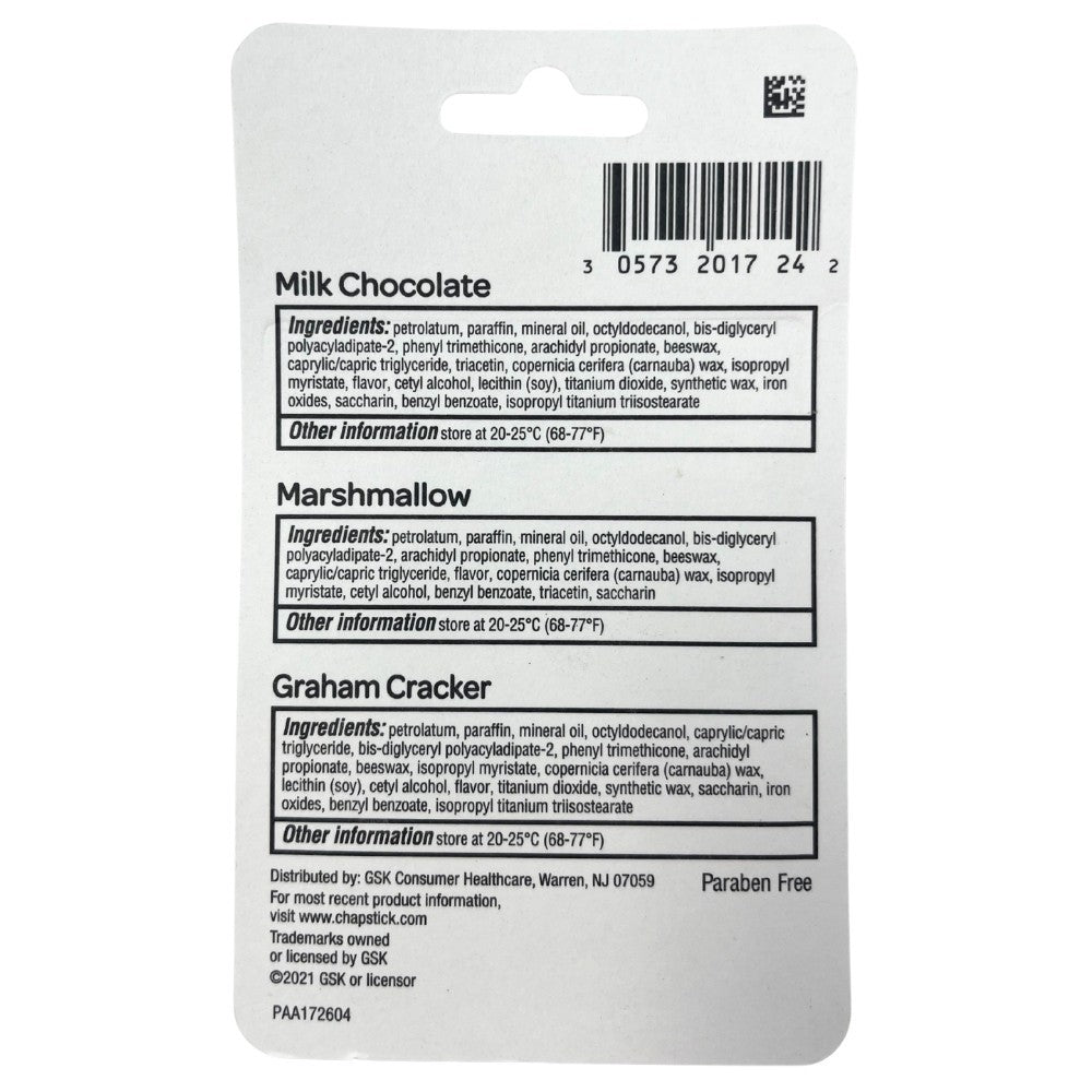 ChapStick S'Mores Collection Variety Pack - Chocolate, Marshmallow & Graham Cracker Flavors