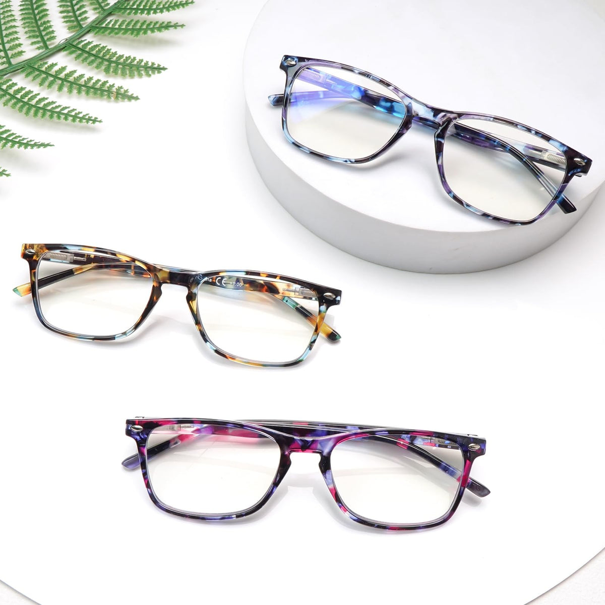 Progressive Multifocus Reading Glasses for Women - Blue Light Blocking, 3 Pairs