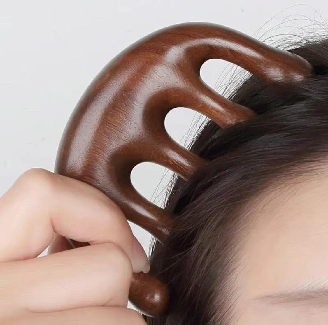 Sandalwood Head Massage Comb for Hair Therapy and Scalp Acupressure