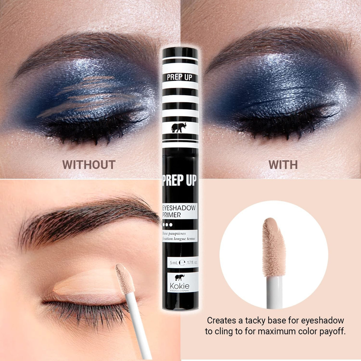 Kokie Cosmetics Eyeshadow Primer - Long-Lasting, Clear, Cream Formula