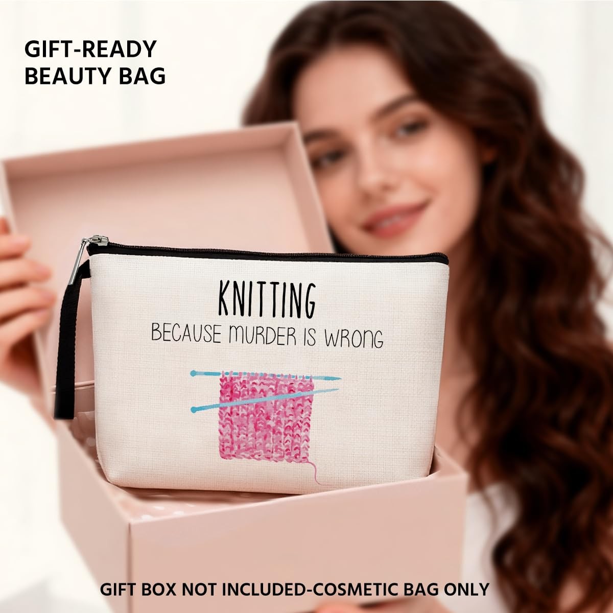 Reusable Cosmetic & Gift Bag for Crochet and Knitting Lovers - Multi-Purpose Tote