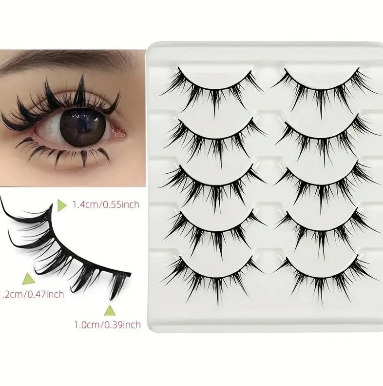 Anime False Eyelashes D Curl 5 Pairs Dramatic Reusable Makeup Lashes