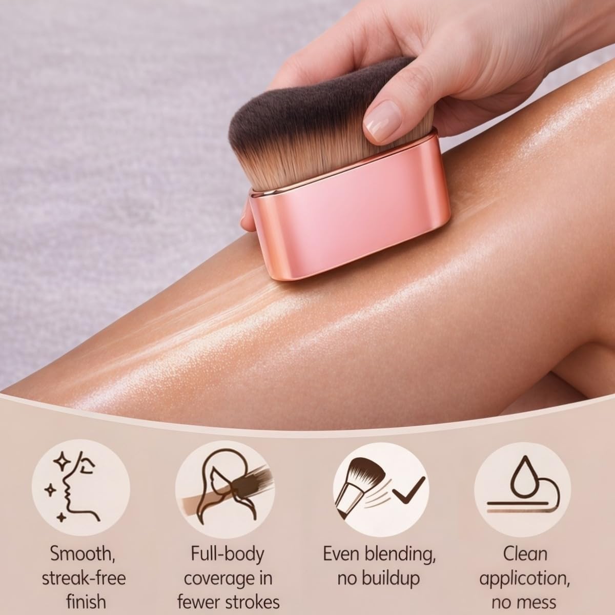 Self Tanner Brush - Large Kabuki Makeup Brush for Face & Body, Vegan