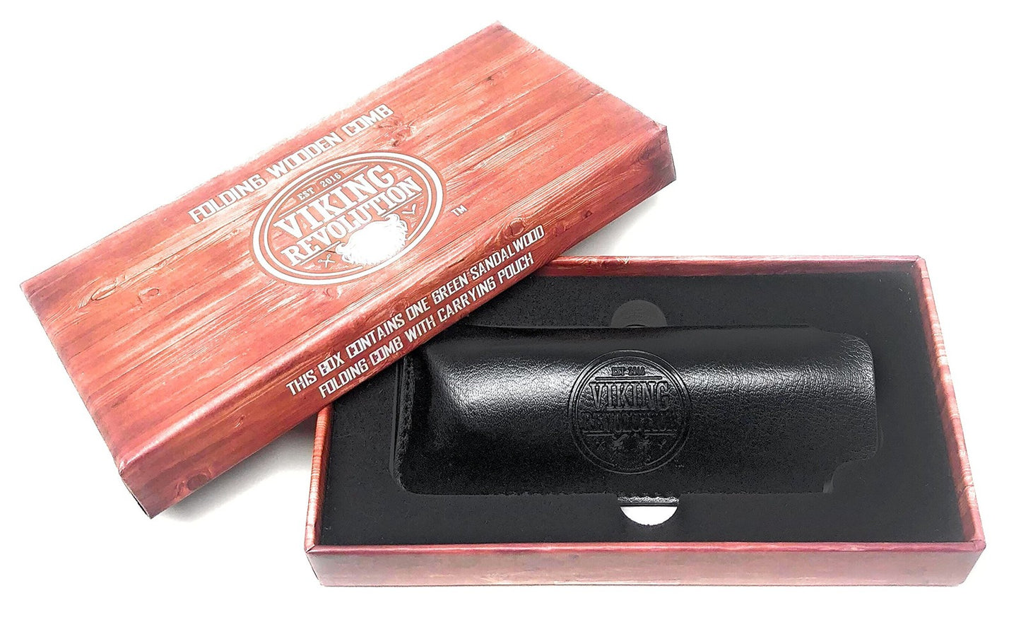 Folding Beard Comb with Wooden Teeth - Small Green Portable Grooming Tool