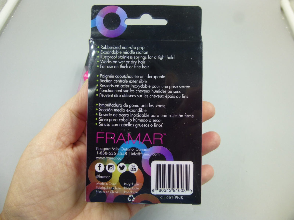 8 FRAMAR PINK EXTREME RUBBERIZED GATOR GRIPS / PROFESSIONAL HAIR CARE