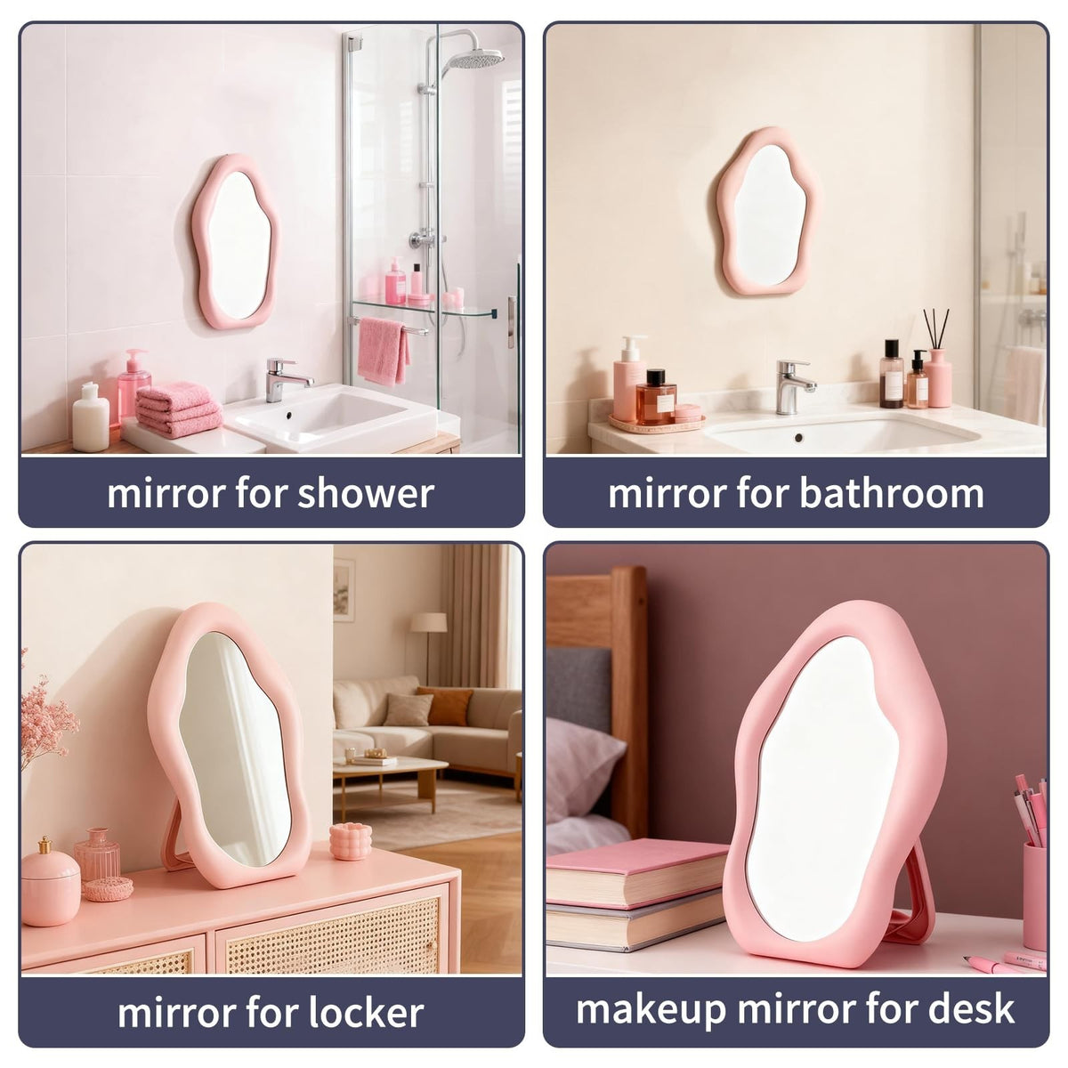 Cloud-Shaped Portable Makeup Mirror - Pink, Folding Travel Vanity