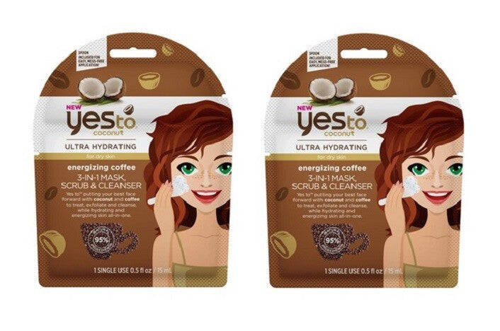 Coconut Ultra Hydrating 3-in-1 Face Mask Scrub Cleanser - 2 Pack
