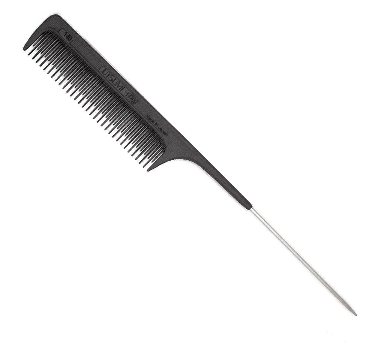 Utsumi Metal Tail Teasing Comb 9 Inch Black Hair Styling Tool