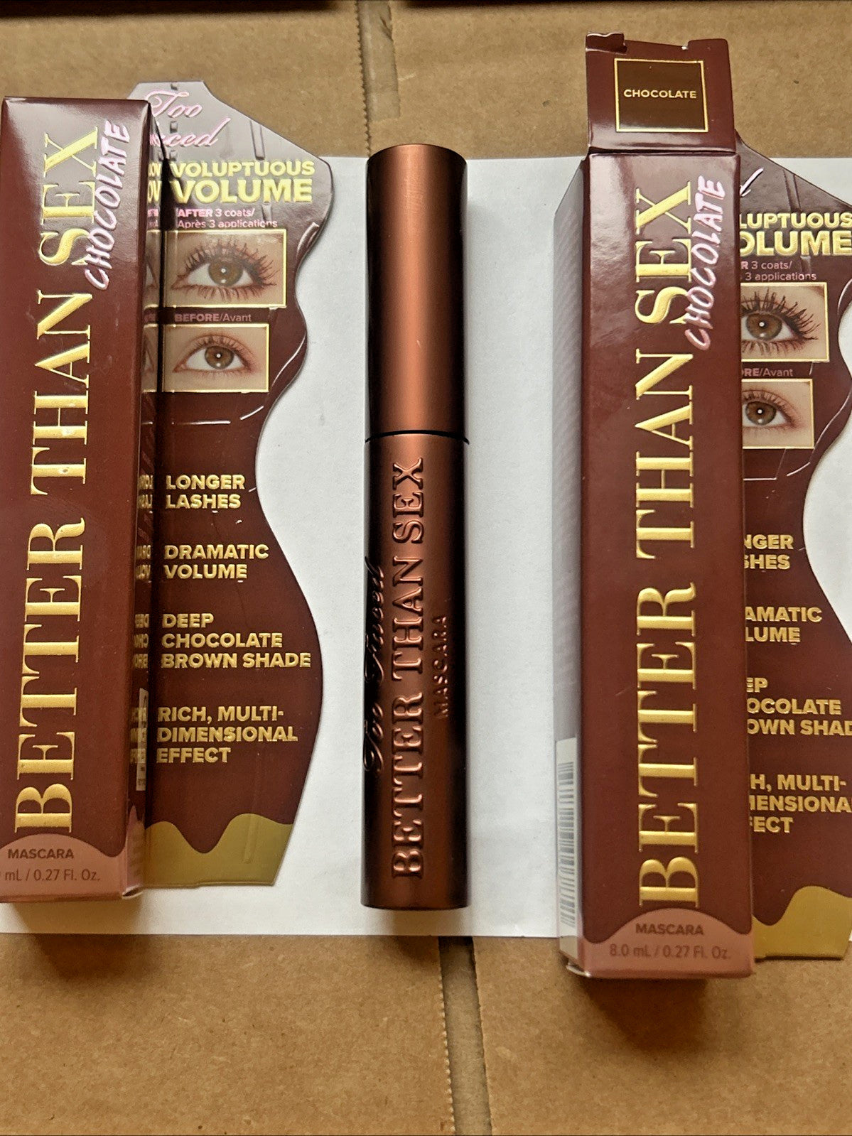 Too Faced Better Than Sex Chocolate Mascara - Size 8mL - Lot of 2
