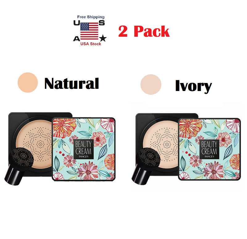 Air Cushion CC BB Cream Concealer Foundation with Mushroom Puff - Moisturizing