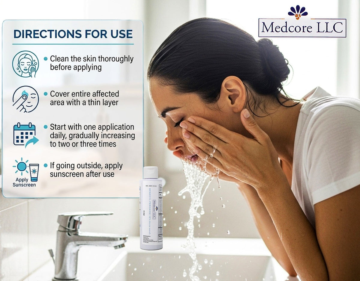 Medcore Benzoyl Peroxide 10% Acne Wash - 5 oz | 3 Pack