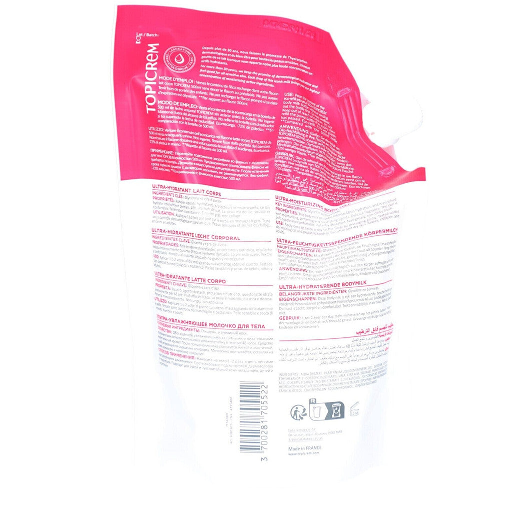 2 PACK Topicrem Ultra Moisturizing Body Milk Refill 500ml / 16.9oz