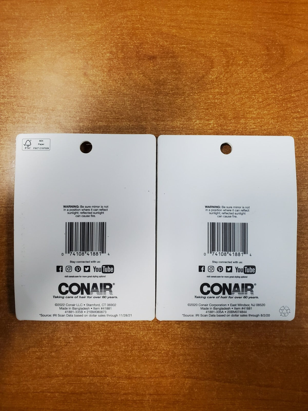 Conair 2-Pack Pocket Mirror with 1x & 5x Magnification - Portable Compact Touch-Up Mirrors