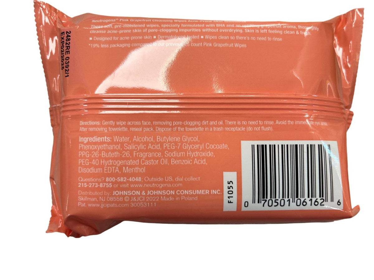 Neutrogena Pink Grapefruit Makeup Remover Cleansing Cloths 25 Count