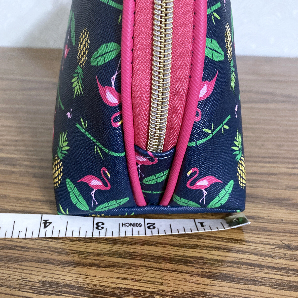Large Tropical Cosmetic Bag with Flamingo Pineapple Pattern - Travel Organizer Pouch