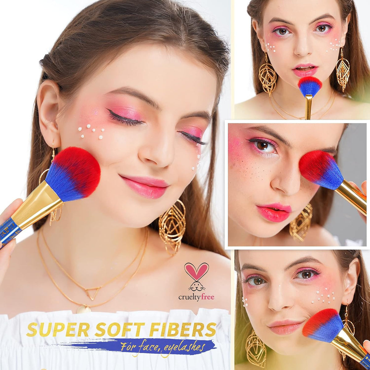 19-Piece Makeup Brush Set with Synthetic Kabuki Foundation and Eye Brushes