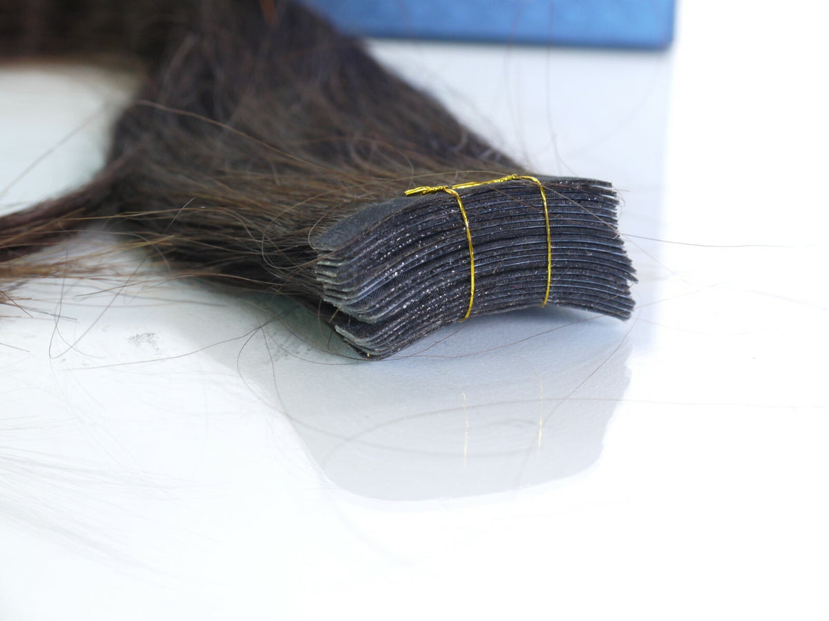 20 Pcs Hair Extensions with Glue Human Hair 20 Inch Dark Brown #2
