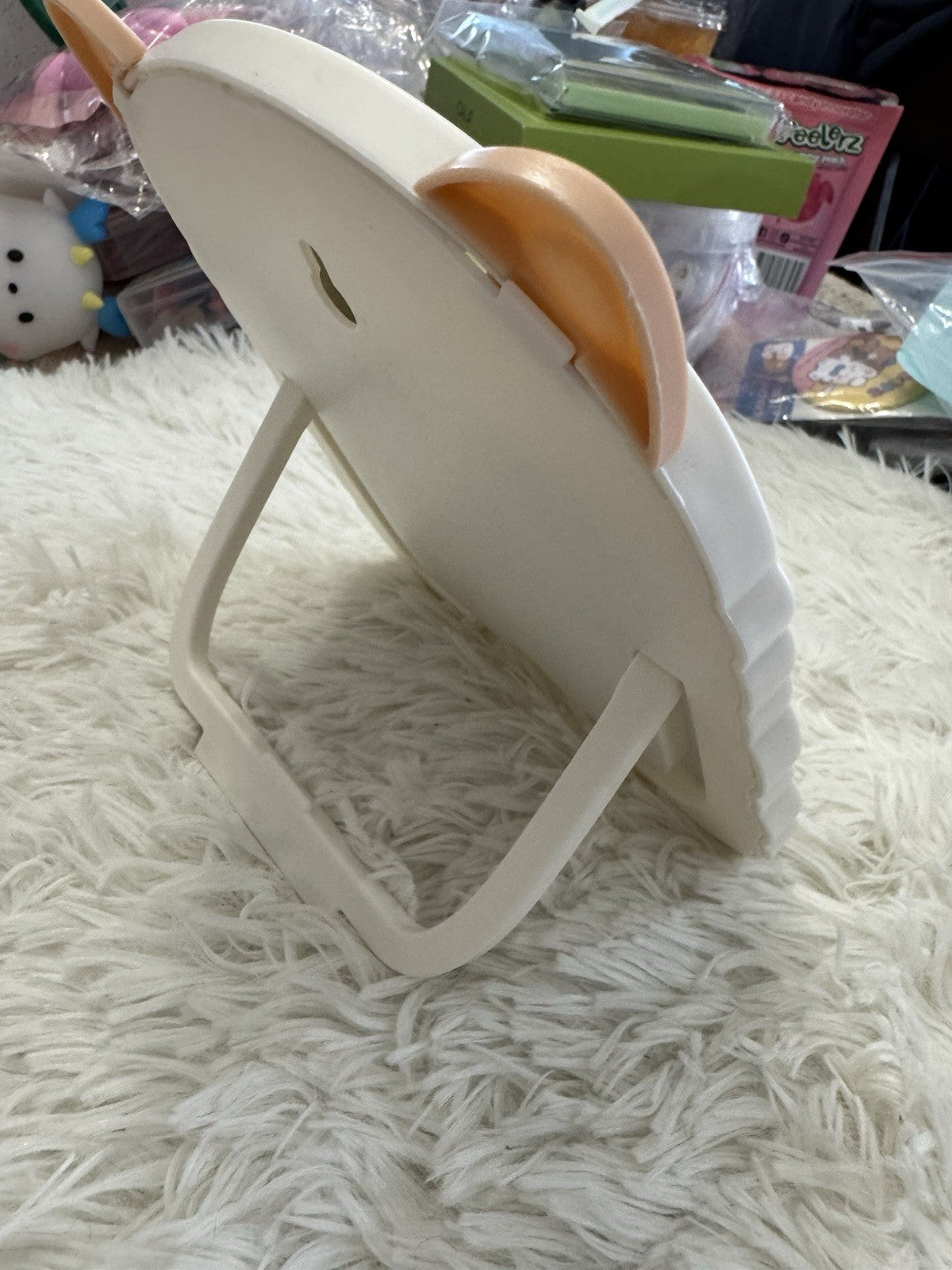 Cute Plastic Vanity Mirror with Cartoon Cat & Bear Ears - Foldable Desktop Accessory
