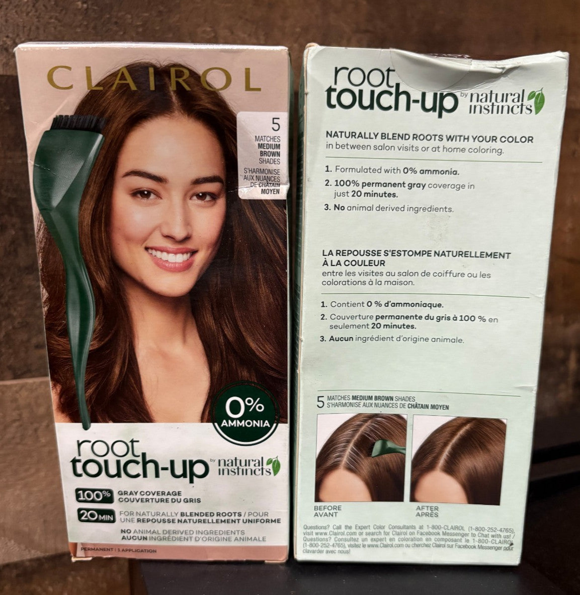 Root Touch Up Hair Color Medium Brown #5 2-Pack