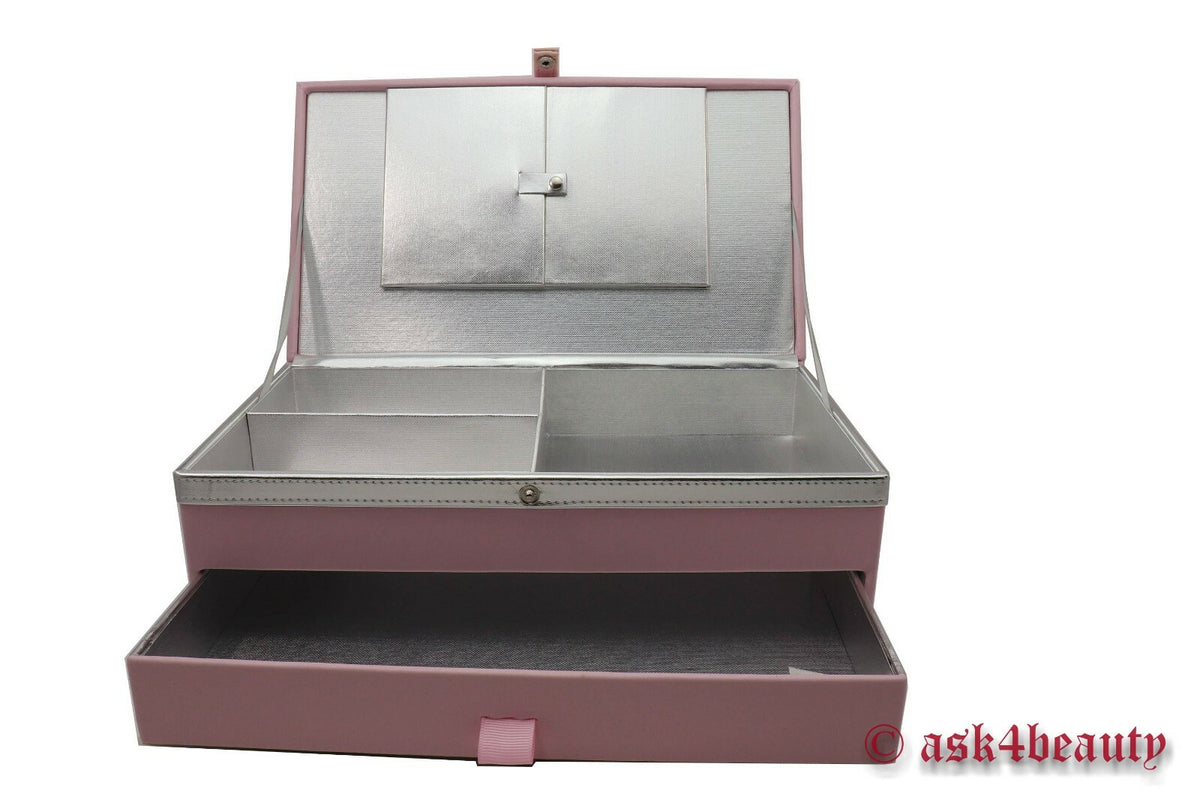 Makeup Vanity Case with Handle and Compartments for Cosmetics