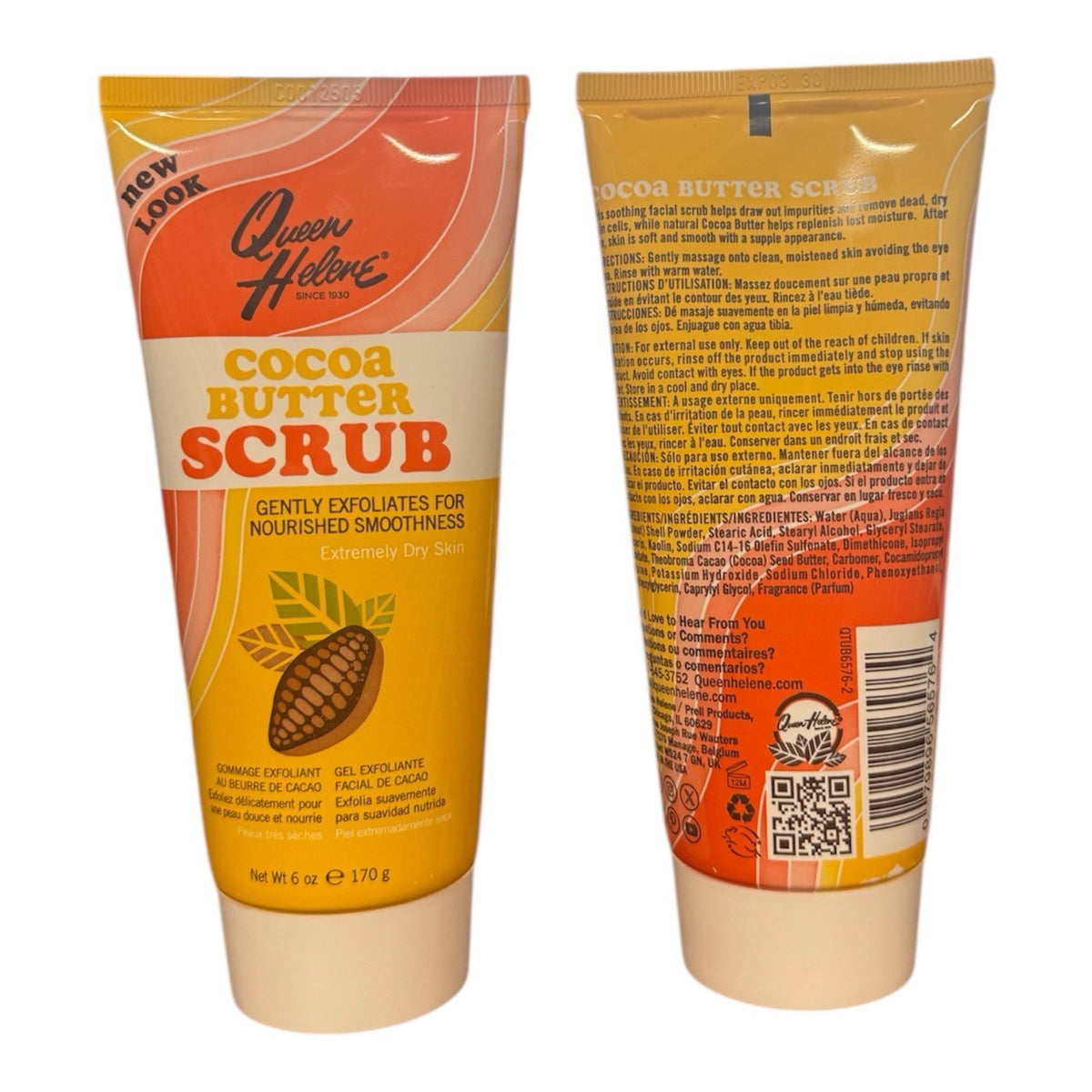 Cocoa Butter Facial Scrub 6oz - Dry Skin Exfoliating Treatment, 2 Pack