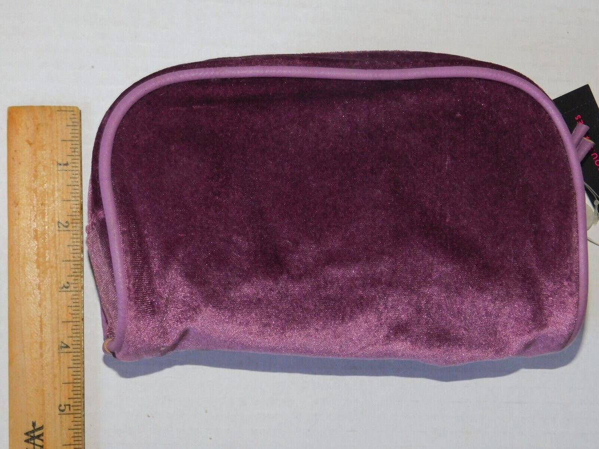 Purple Velvet Makeup Pouch - Small Travel Cosmetic Bag for Women