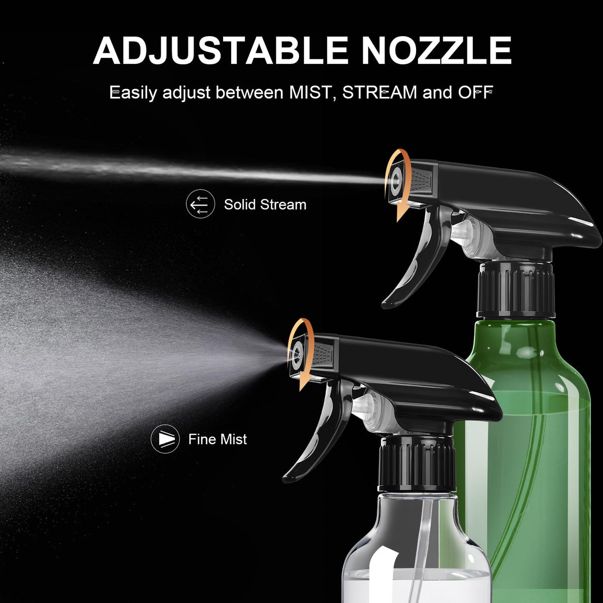 10 Oz Heavy Duty Refillable Water Spray Bottle with 3-Mode Nozzle