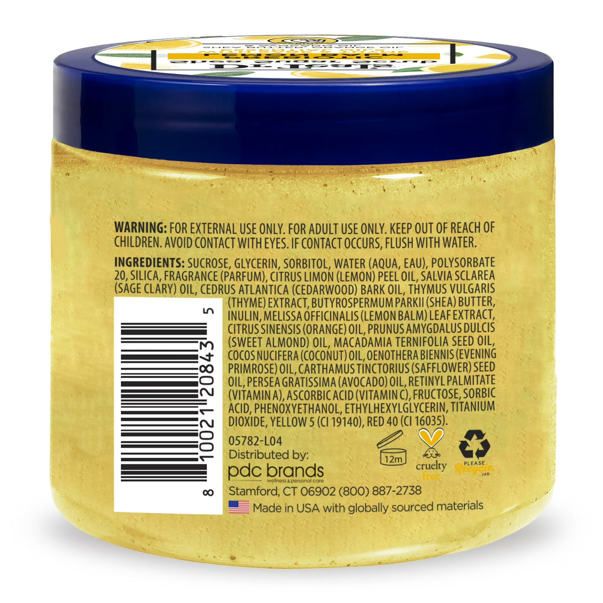 Dr Teal's Shea Sugar Body Scrub with Prebiotic Lemon Balm 19 oz -