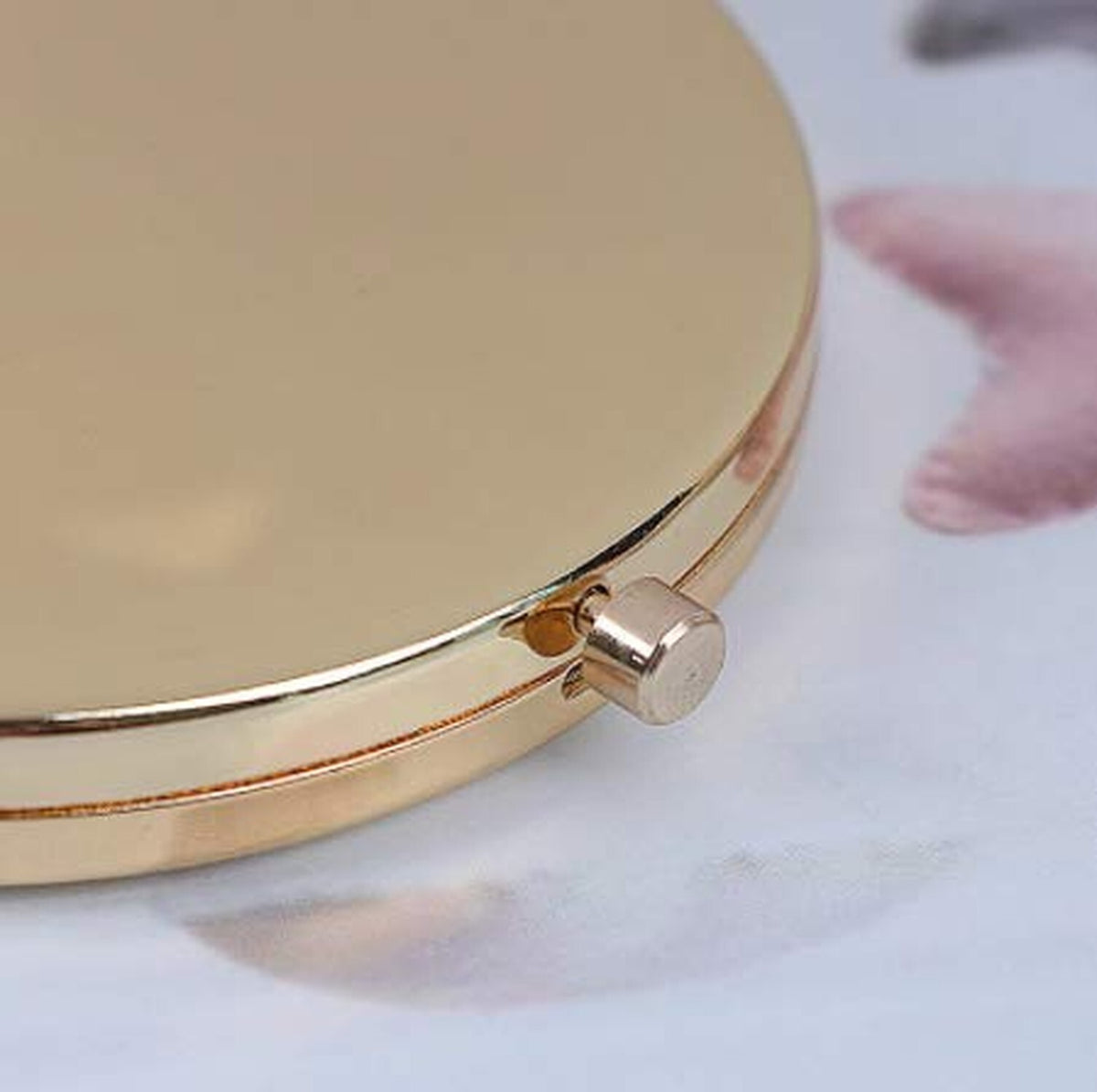 Mini Folding Double-Sided Makeup Mirror with Magnification for Purses - Gold