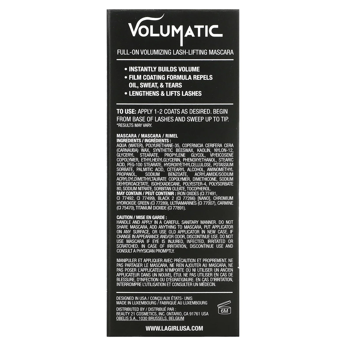 L.A. Girl Volumatic Mascara Black Brown 0.34 fl oz - Volumizing Lash Lift