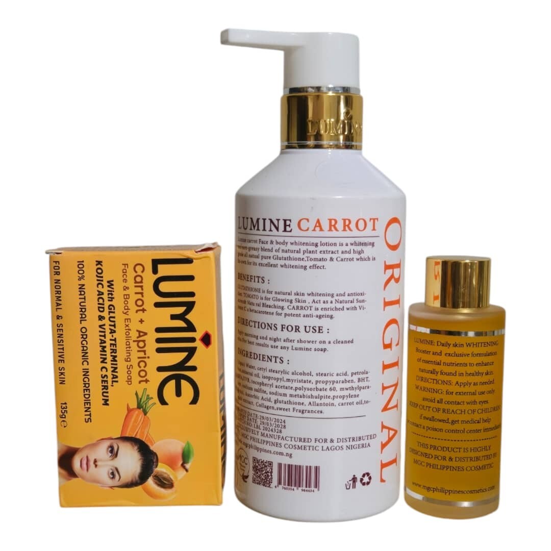 Brightening Carrot & Apricot Serum, Lotion & Exfoliating Soap Set - Hydrating Skin Care