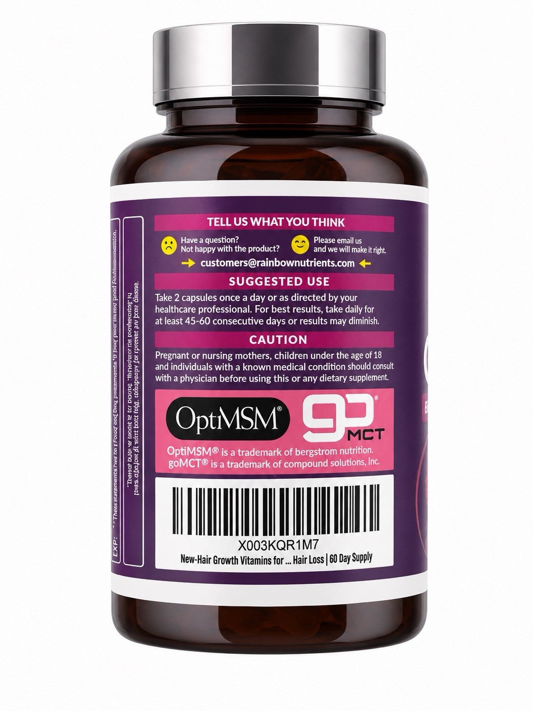 Rainbow Nutrients Advanced Hair Growth Biotin 10,000mcg Collagen 120